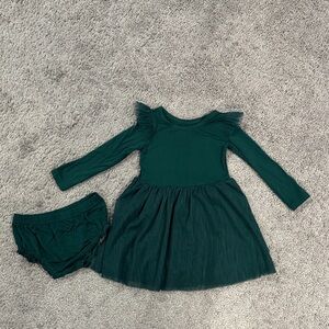 Little Sleepies Play Emerald Green Long Sleeve Dress with Bloomers - 18-24 Mths